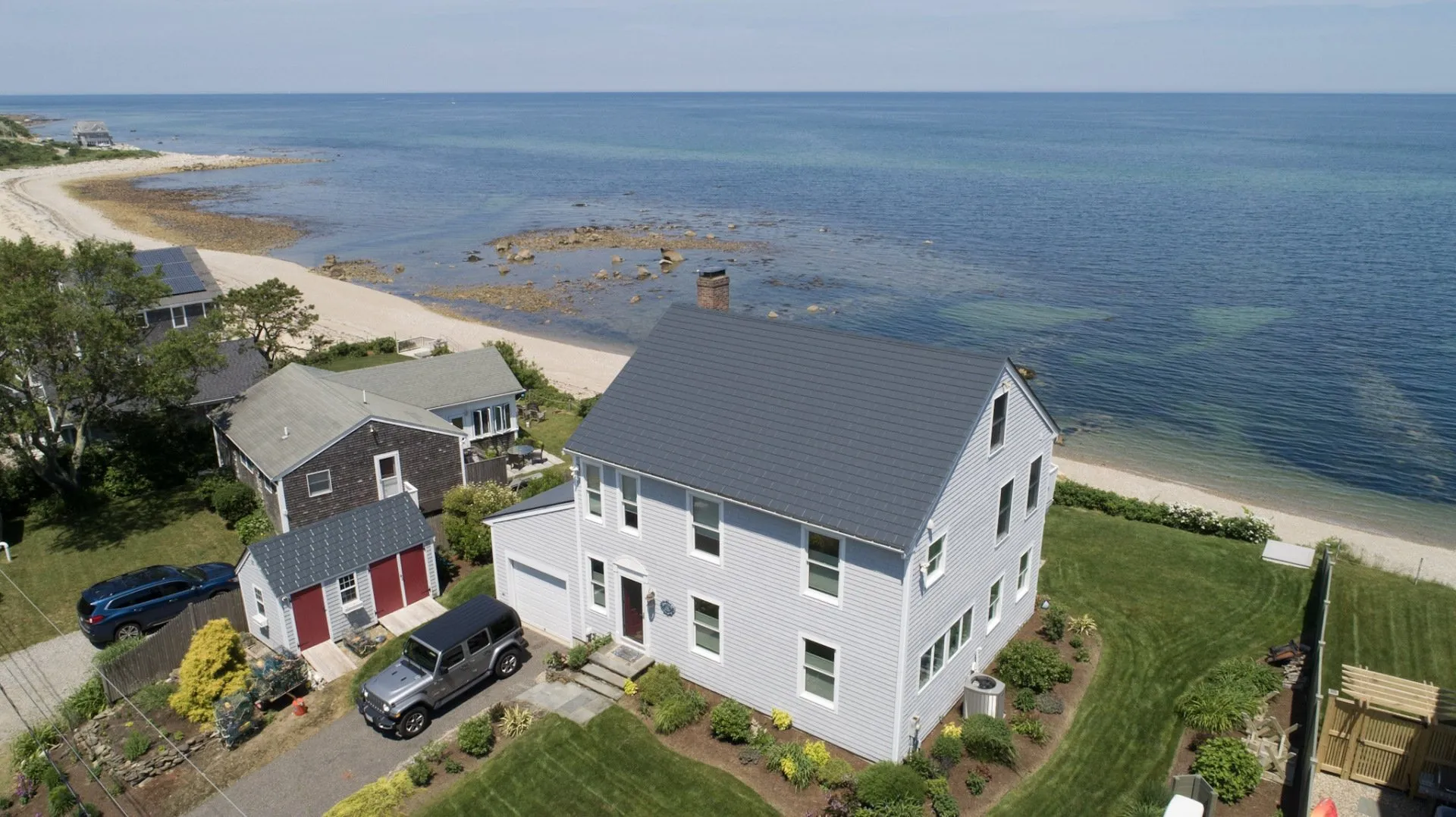 Coastal home in Plymouth, Massachusetts, with an Interlock slate roof